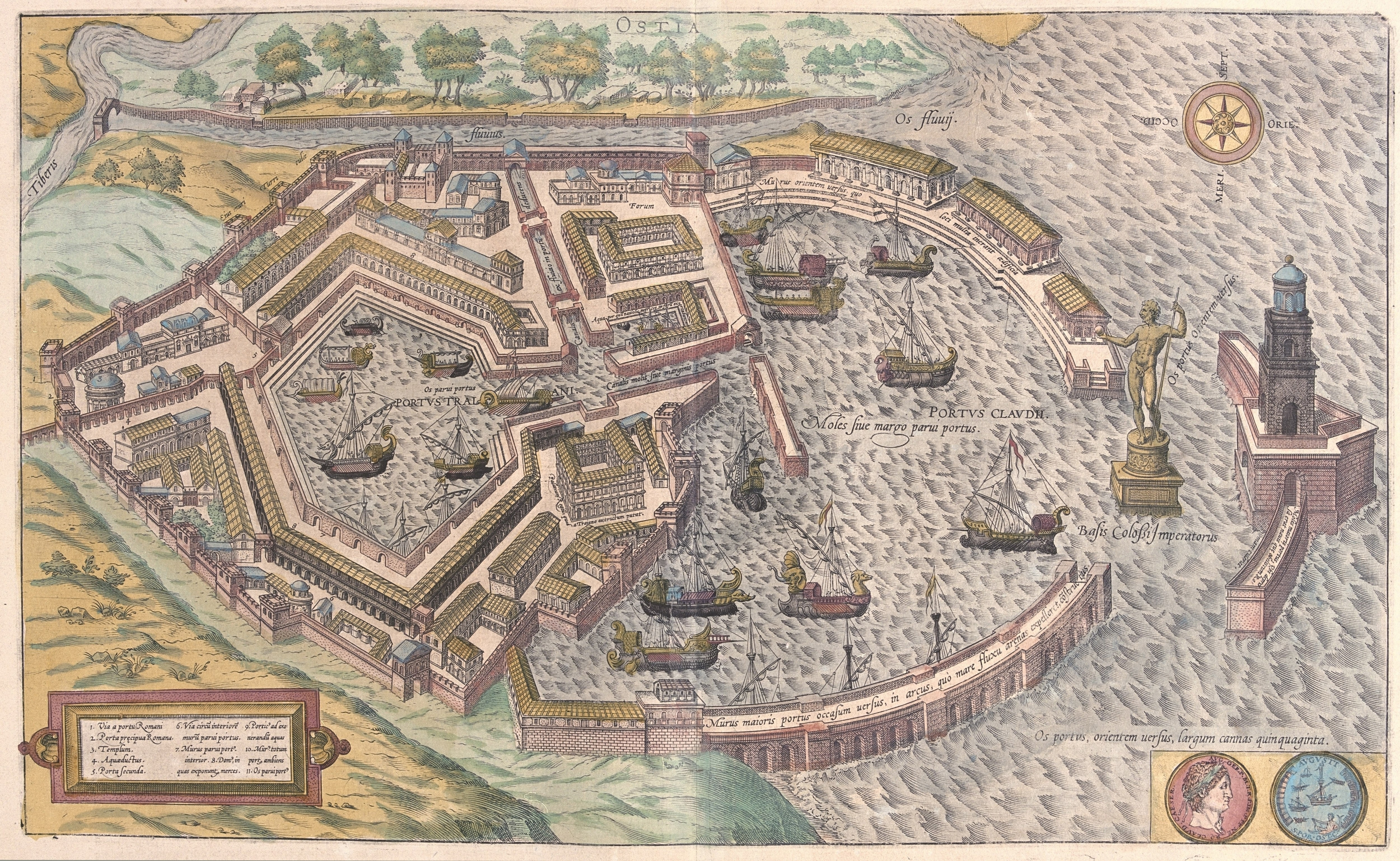 Carte du Port antique de Rome tiré du Civitates Orbis Terrarum