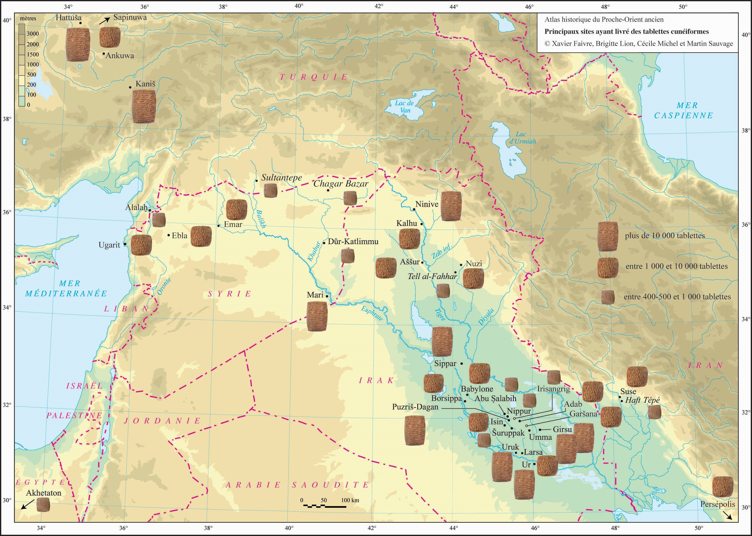 Sites du Proche-Orient ancien ayant livré des tablettes cunéiformes.