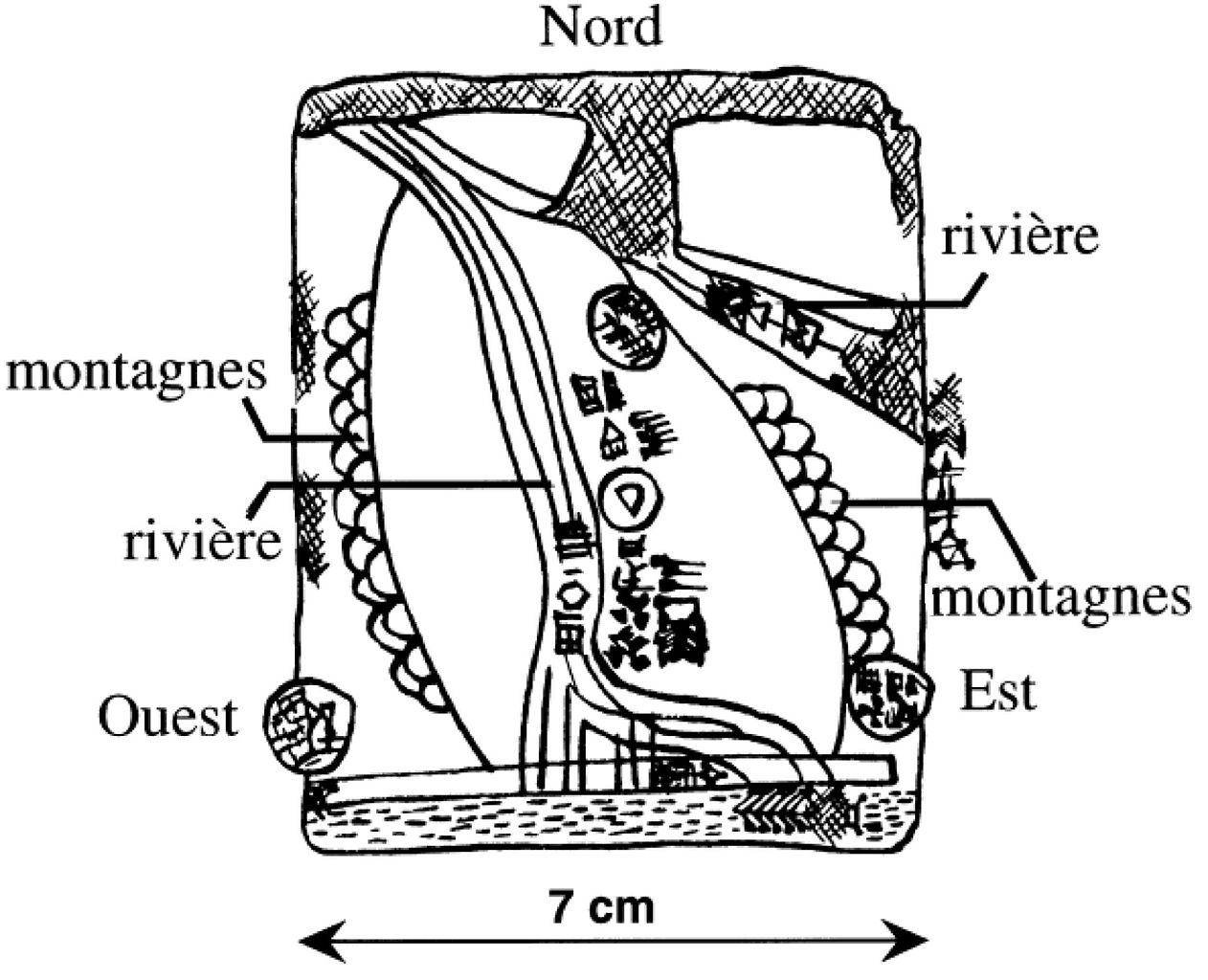 Reproduction au trait de la carte de Gasur (Nuzi, Iraq)