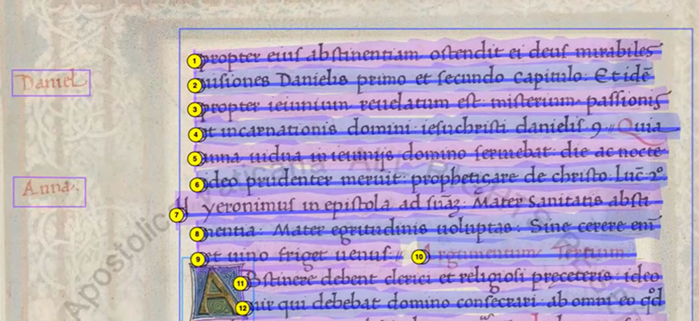 Capture d’écran du logiciel de reconnaissance des textes manuscrits