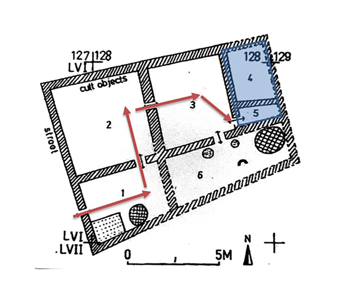 Plan de la maison d'Elamma d'après T. Özgüç, revu par C. Michel.