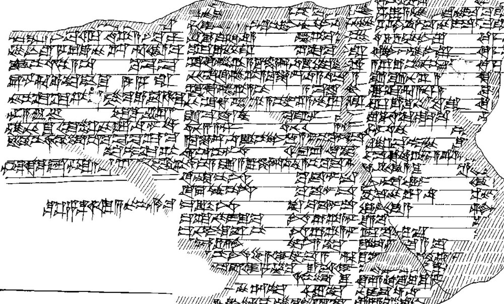 Copie cunéiforme d'une tablette de "Gilgamesh et la Mort" par Antoine Cavigneaux et Farouk Al-Rawi, in "Cuneiform monographs" 19, Styx Publications, Groningen, 2000