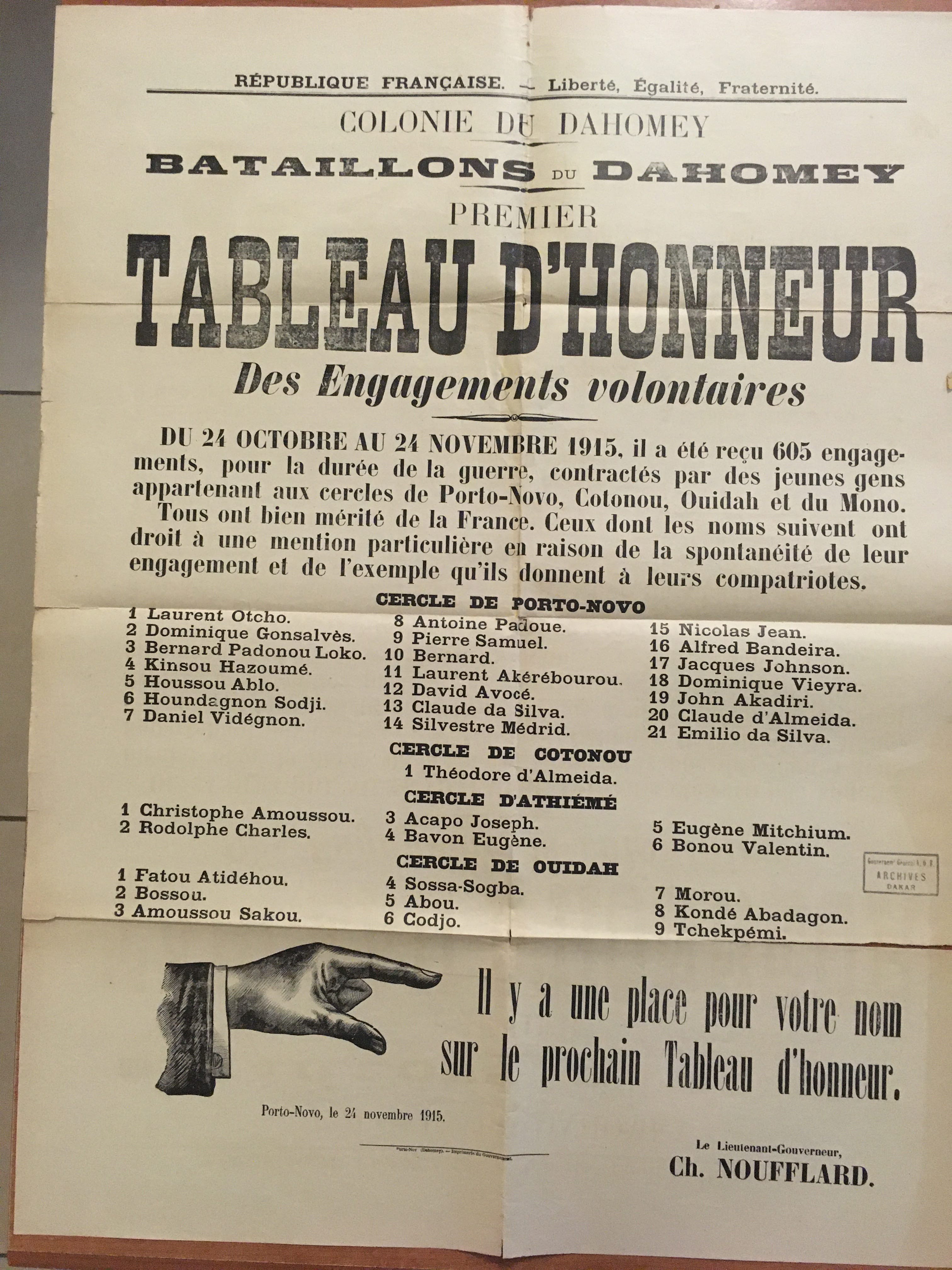 Compter pour recruter des tirailleurs sénégalais © Archives nationales du Sénégal 
