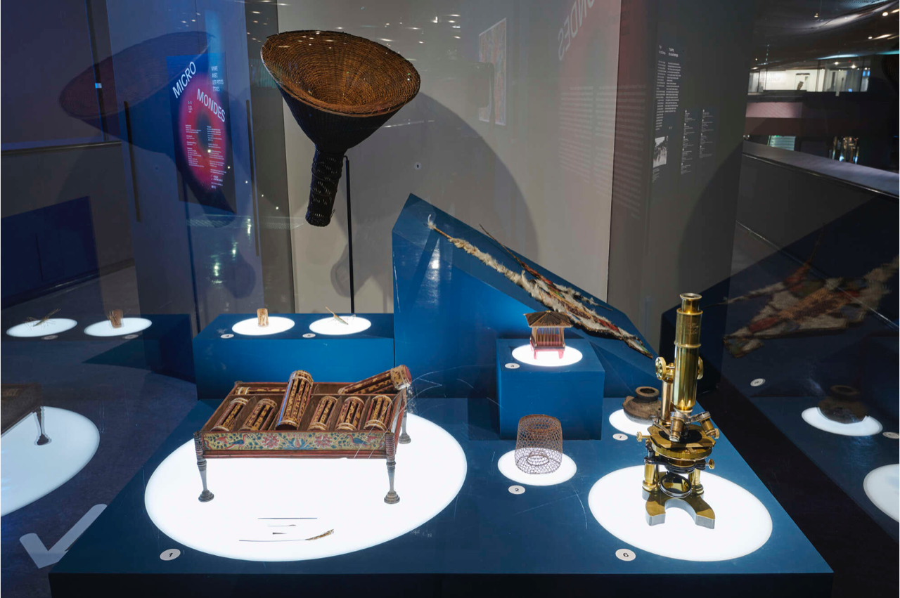 Les instruments de capture des « petits êtres » (exposition « Micromondes », musée du quai Branly)