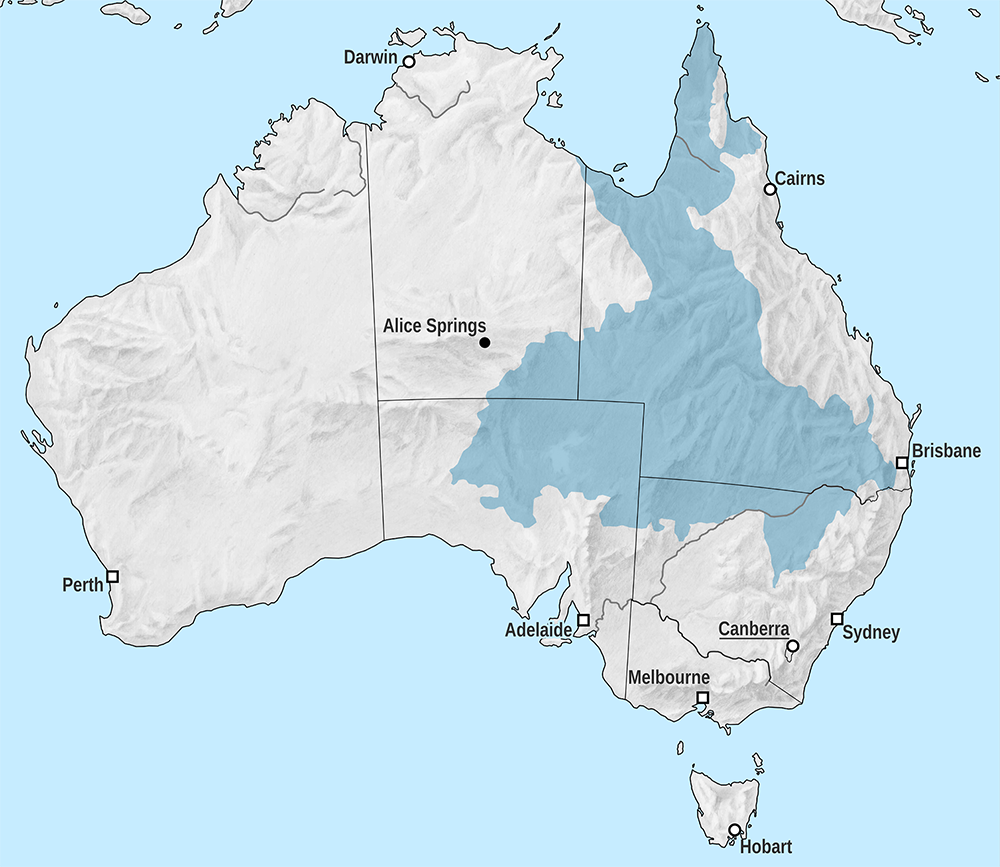 Carte du grand aquifère artésien en Australie