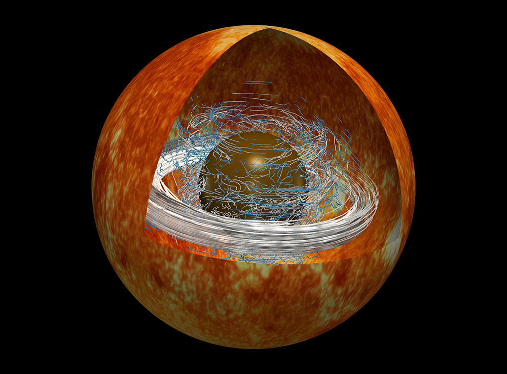Simulation du champ magnétique d’une étoile  © Christophe Gissinger