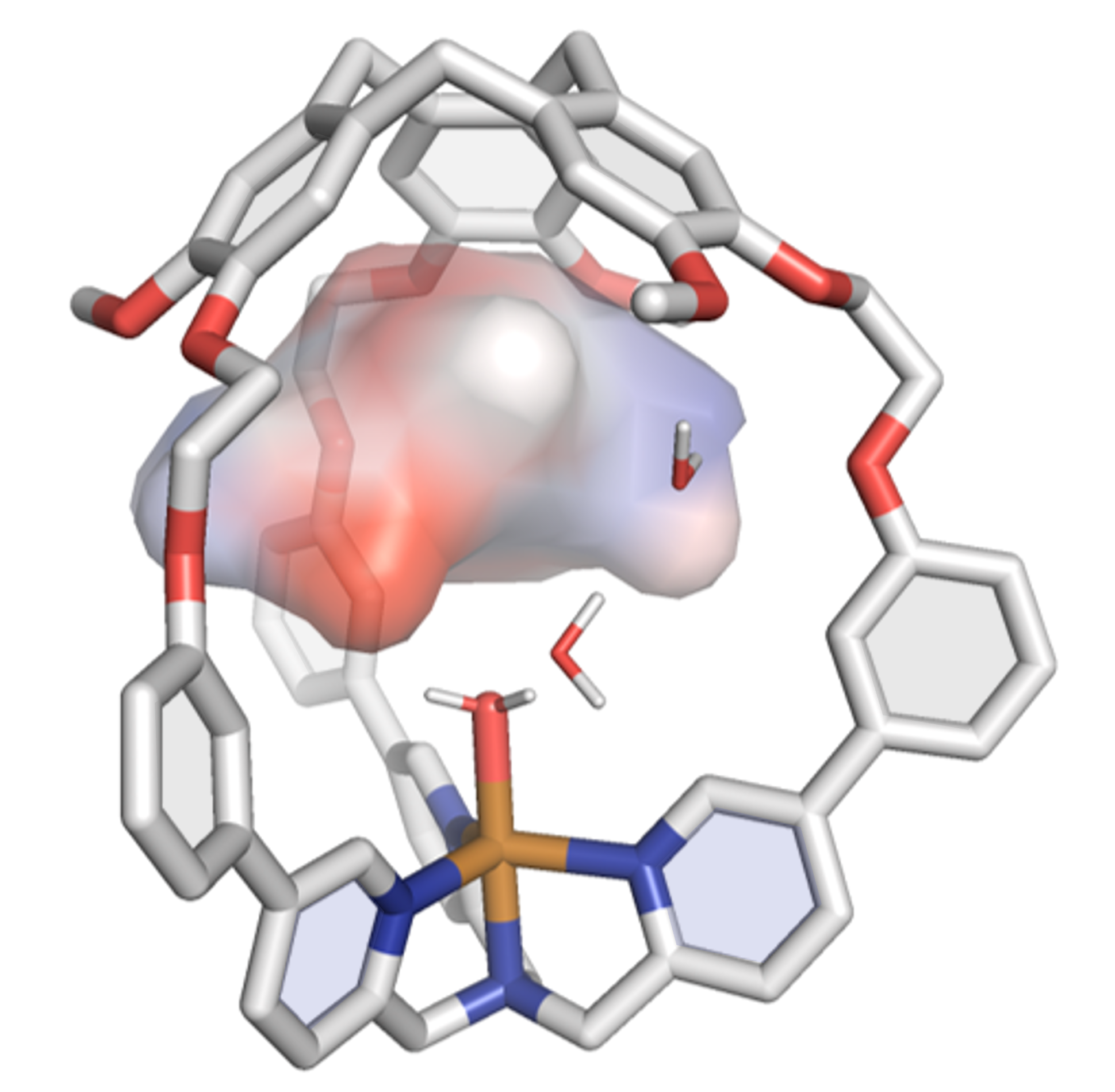 Image de la structure réelle d’une molécule cage capable d’héberger le méthane au sein de sa cavité interne.  Cette structure est révélée avec une très grande précision grâce à la technique de la diffraction des rayons X sur monocristal.