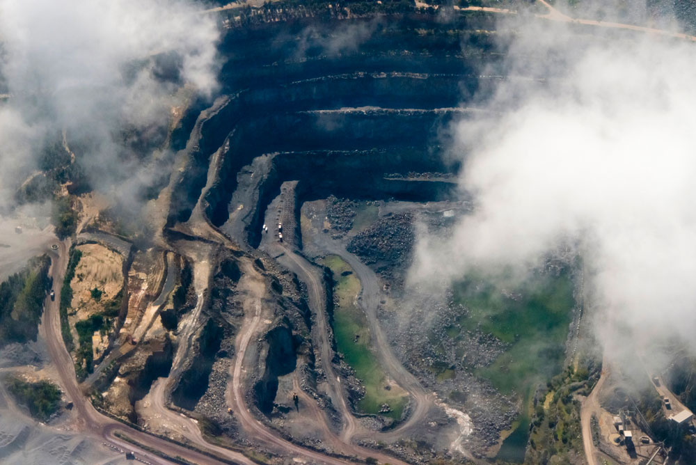 Vue aérienne d’une mine de Cap Town en Afrique du Sud 