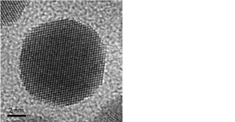 Monocristal d'or de 8 nanomètres observé par microscopie électronique à haute résolution. © ERC/CNRS Photothèque / Marie-Paule PILENI, Nicolas GOUBET 
