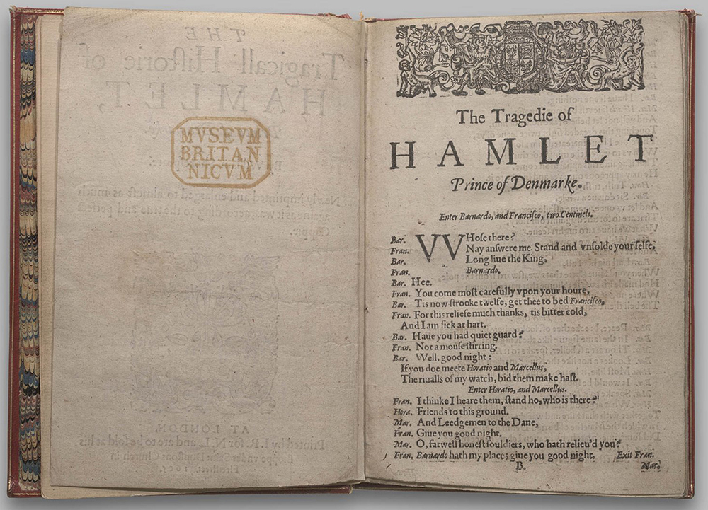 The Tragicall Historie of Hamlet, Prince of Denmarke, by William Shakespeare (Newly imprinted and enlarged…, 1605, London, second quarto copy / British Library C. 34.k.2.)