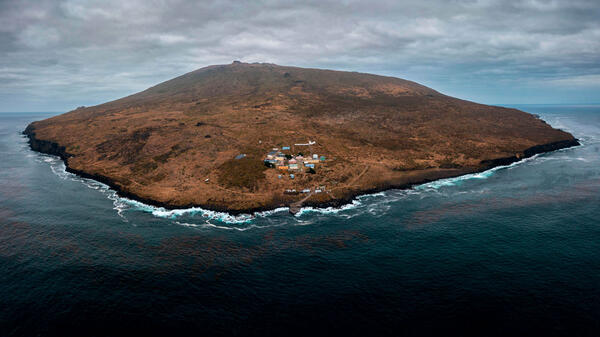 Vue aérienne de l’île australe Amsterdam le 31 décembre 2022. 