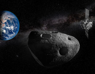 Illustration de la mission Ramsès qui partira en 2028 vers sa cible, l’astéroïde Apophis. © ESA-Science Office  
