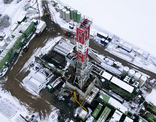 le lieu du forage vu de drone