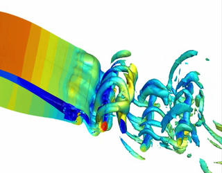 Simulation aérodynamique sur aile d'avion