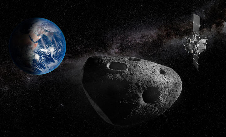 Illustration de la mission Ramsès qui partira en 2028 vers sa cible, l’astéroïde Apophis. © ESA-Science Office  