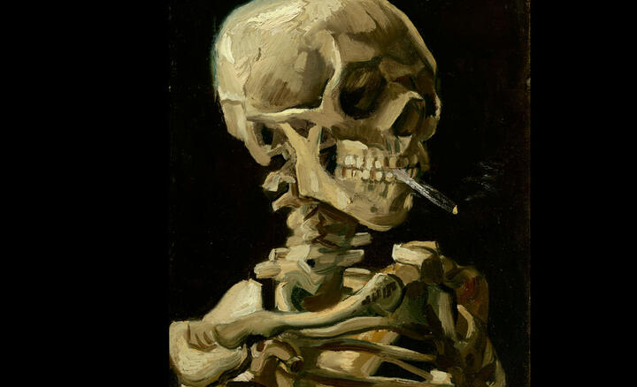 « Crâne de squelette fumant une cigarette » (détail), de Vincent van Gogh (1886).