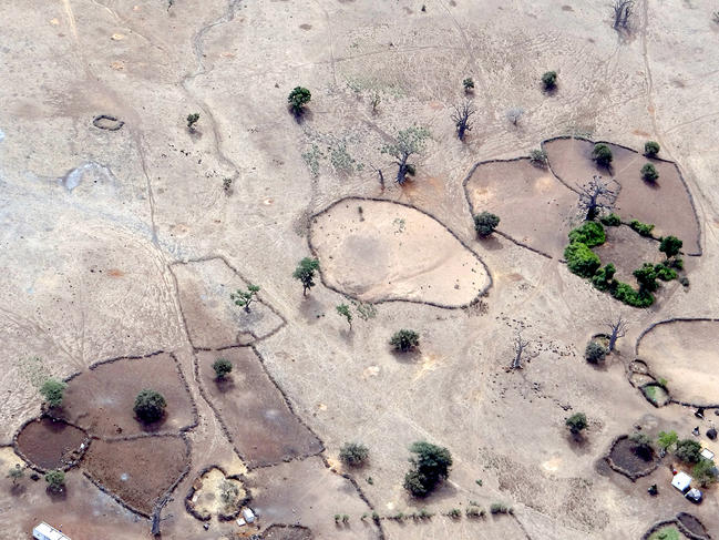 Parcs à bétail traditionnels au Sénégal, région de Thiès.