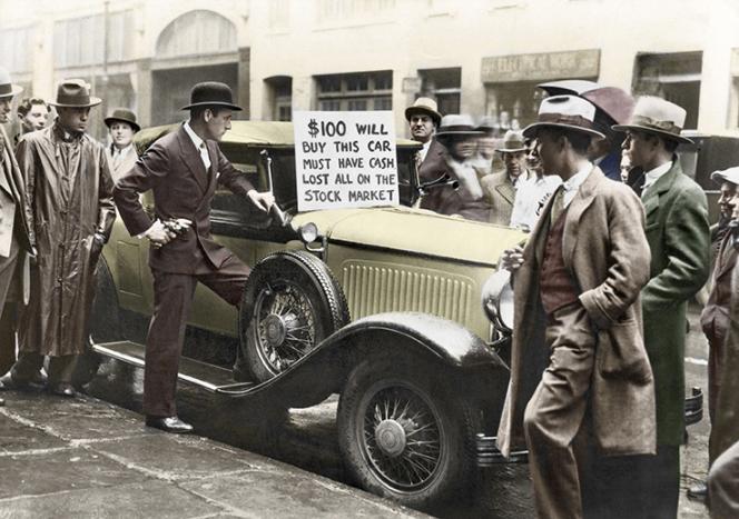 Walter Thornton mettant en vente sa voiture pendant la crise de 1929