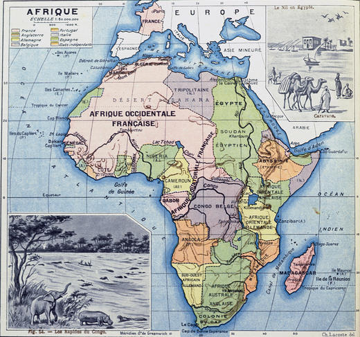 Carte de l'Afrique en 1911.