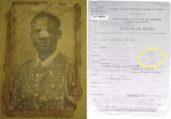 ©Biram Senghor ; © SHD Caen AC 21P150214 Portrait © Biram Senghor ; dossier © SHD Caen AC 21P150214
