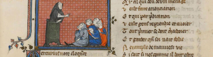 Prédicateur (1325). « Ovide moralisé », par Chrétien Legouais, bibliothèque municipale de Rouen, Ms. O 4, f. 67r
