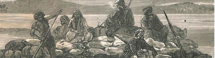Gravure: radeau sur le Tigre