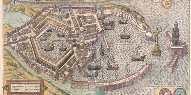 Carte du Port antique de Rome tiré du Civitates Orbis Terrarum