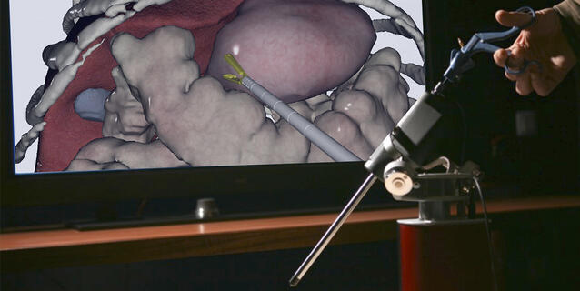 Simulation d'une laparoscopie avec retour d'effort.