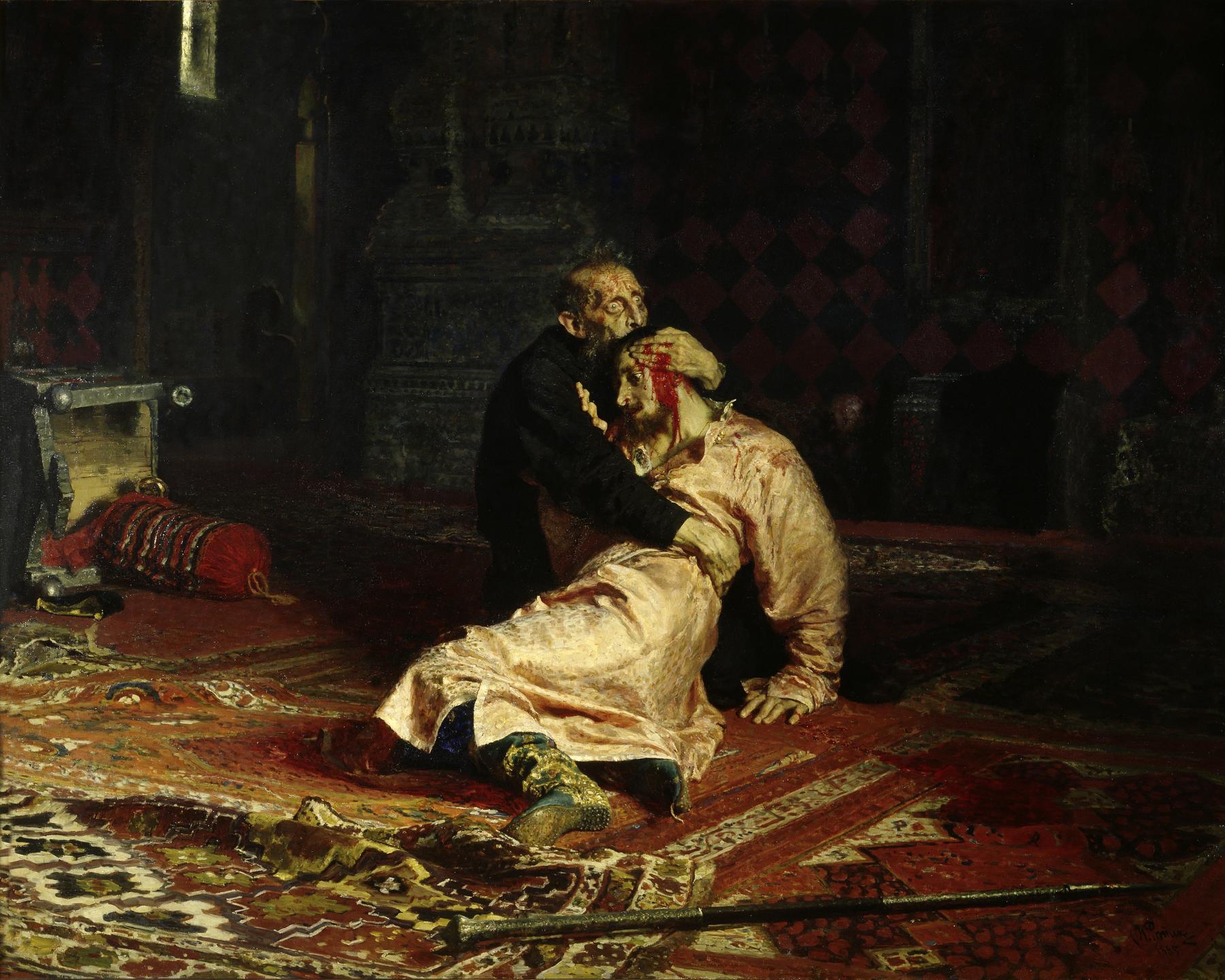 « Ivan le Terrible et son fils, Ivan, le 16 novembre 1581 », huile sur toile d’Ilya Répine.