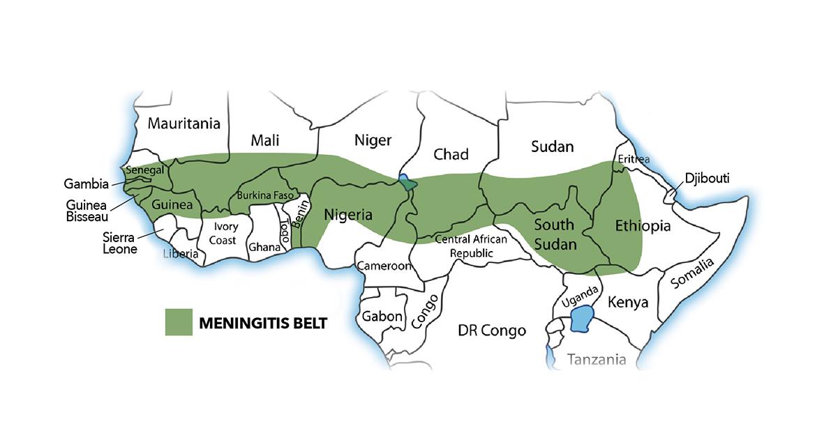 Carte de la « ceinture de la méningite » (Meningitis Belt) en Afrique