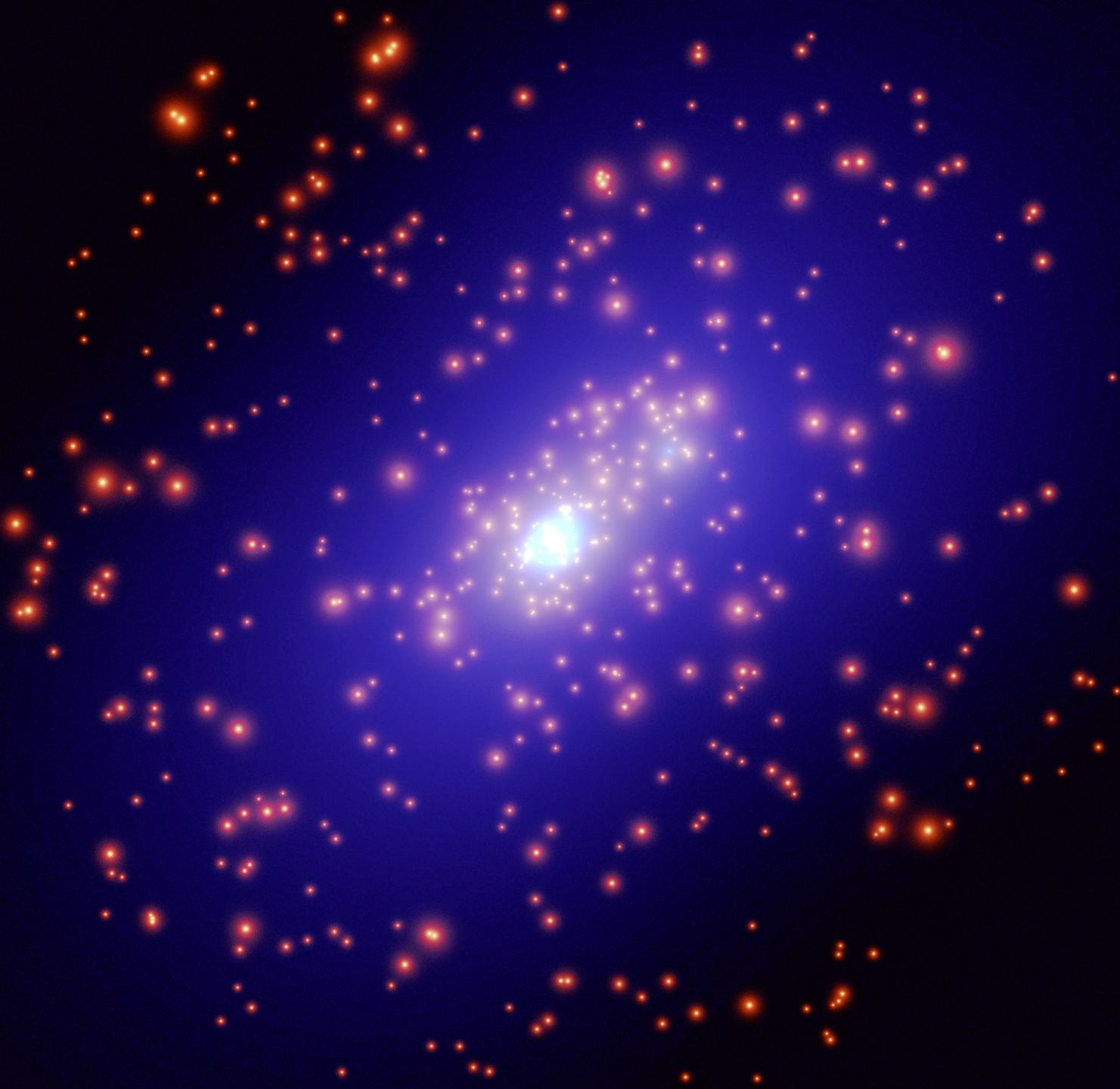 Distribution de matière noire dans un amas de galaxies