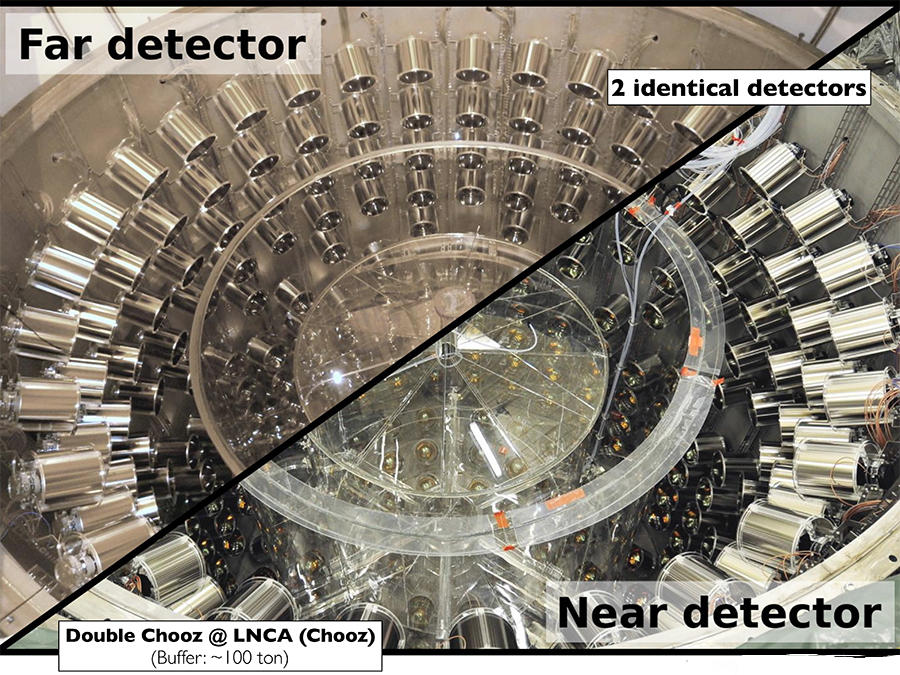 Photomontage montrant les deux détecteurs de neutrinos utilisés à Double Chooz