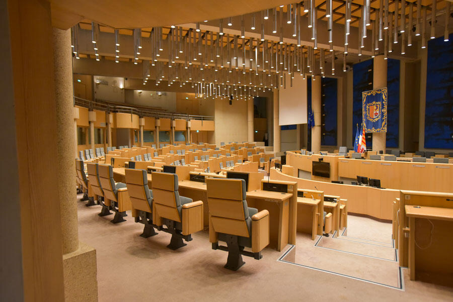 Intérieur de l’hémicycle du Conseil régional de la région Provence-Alpes-Côte d’Azur  © J.-P. Garufi pour la Région sud Paca