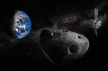 Illustration de la mission Ramsès qui partira en 2028 vers sa cible, l’astéroïde Apophis. © ESA-Science Office  